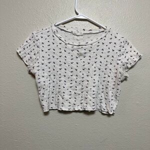 Ivy Women's White and Purple Crop-top